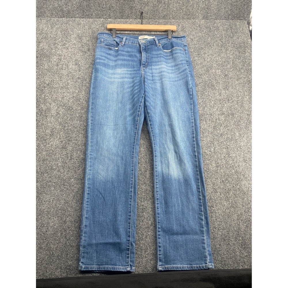 Levi Strauss Signature Mid Rise Straight Jeans Womens 16 Blue Medium Wash Denim